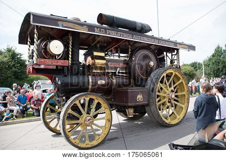 MANCHESTER UNITED KINGDOM - JULY 17 2016: 1923 Fowler Steam Road Locomotive. July 2016.