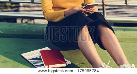 Woman Holding Mobile Phone Calling Communication