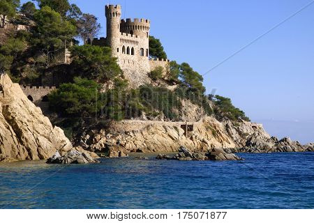 Lloret de Mar Castell Plaja at Sa Caleta beach in Catalonia Spain