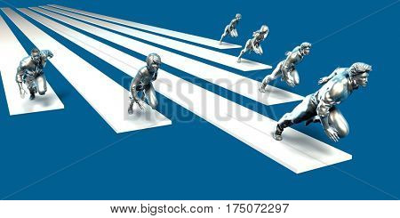 Businessmen Teamwork Running Together as a Concept in 3d 3D Illustration Render