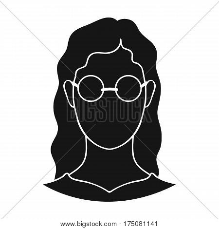 A woman with blond hair with glasses.A blind woman because of diabetes.Diabetes single icon in black style vector symbol stock web illustration.