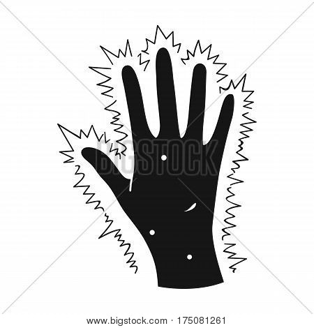 The arm of the patient with diabetes.Hand with eczema from diabetes.Diabetes single icon in black style vector symbol stock web illustration.