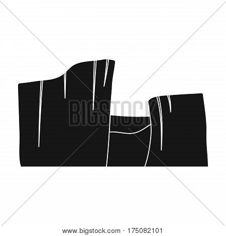 Rectangular high mountains of Sandstone.Desert mountains.Different mountains single icon in black style vector symbol stock web illustration.