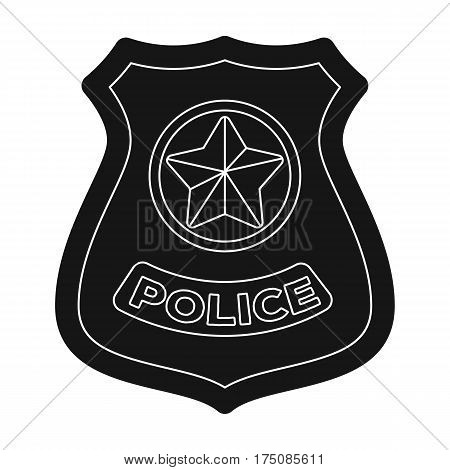 Police badge icon in black design isolated on white background. Police symbol stock vector illustration.