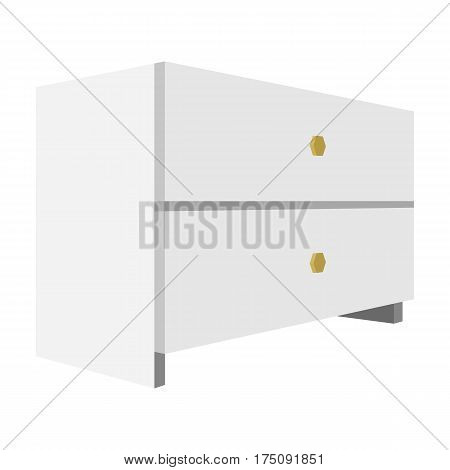 White bedside table with two drawers.Room accessories for all sorts of things.Bedroom furniture single icon in cartoon style vector symbol stock web illustration.