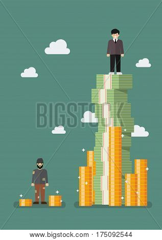 Gap between rich and poor. Vector illustration
