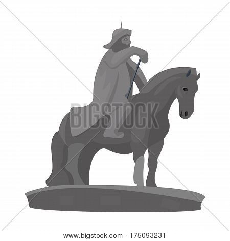 The monument to the military of Mongolia on horseback.The statue stands in Mongolia.Mongolia single icon in cartoon style vector symbol stock web illustration.