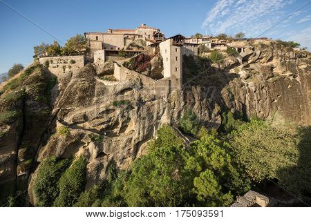 Amazing view of Holy Monastery of Great Meteoron in Meteora, Thessaly, Greece