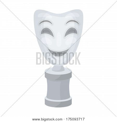 White mask MIME on the stand.The prize for best drama.Movie awards single icon in cartoon style vector symbol stock web illustration.