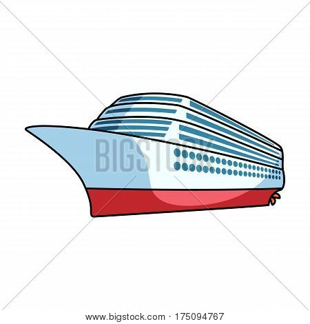 A huge cruise liner.Vehicle for travelling over long distances to a huge number of people.Ship and water transport single icon in cartoon style vector symbol stock web illustration.