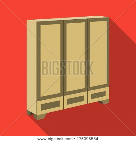 Bedroom wardrobe for clothing.Bedroom furniture for clothes.Bedroom furniture single icon in flat style vector symbol stock web illustration.
