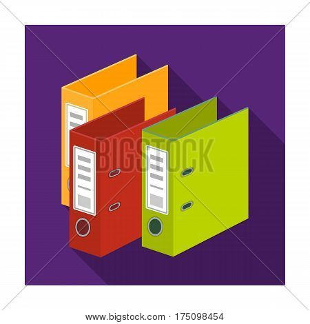 Ring binders icon in flat design isolated on white background. Library and bookstore symbol stock vector illustration.