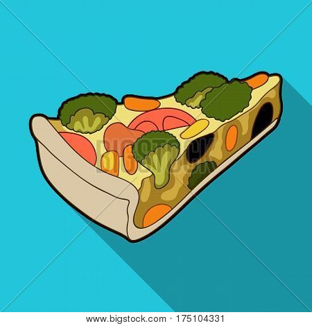 Vegetarian vegetable pie.Pie of vegetables without meat for vegetarians.Vegetarian Dishes single icon in flat style vector symbol stock web illustration.