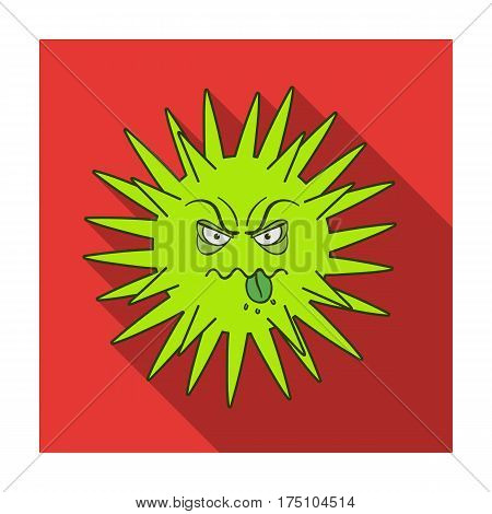 Green virus icon in flat design isolated on white background. Viruses and bacteries symbol stock vector illustration.