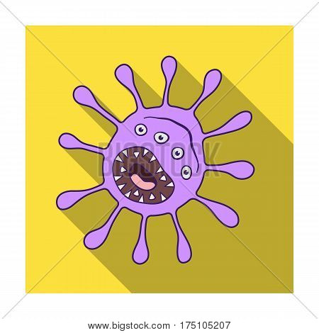 Purple virus icon in flat design isolated on white background. Viruses and bacteries symbol stock vector illustration.