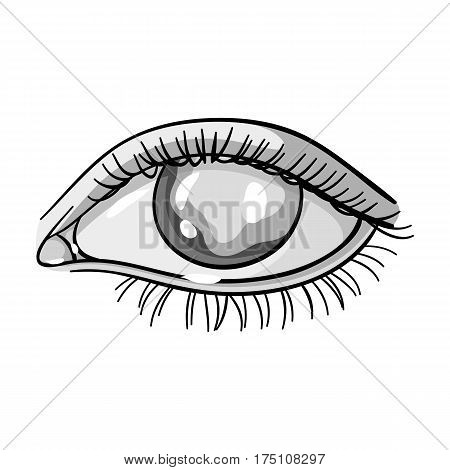 Blue eyes of a man who suffers from diabetes.Brilliant eyes from high blood sugar.Diabetes single icon in monochrome style vector symbol stock web illustration.