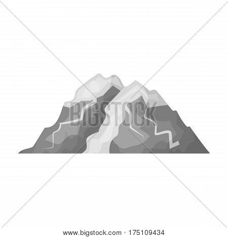Ice mountain all the cracks.The mountain from which icebergs.Different mountains single icon in monochrome style vector symbol stock web illustration.