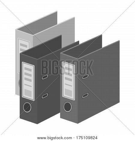 Ring binders icon in monochrome design isolated on white background. Library and bookstore symbol stock vector illustration.