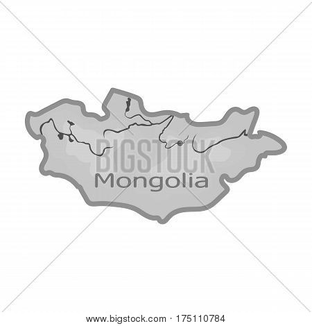 Green map of Mongolia.Mongolia on the world map.Mongolia single icon in monochrome style vector symbol stock web illustration.