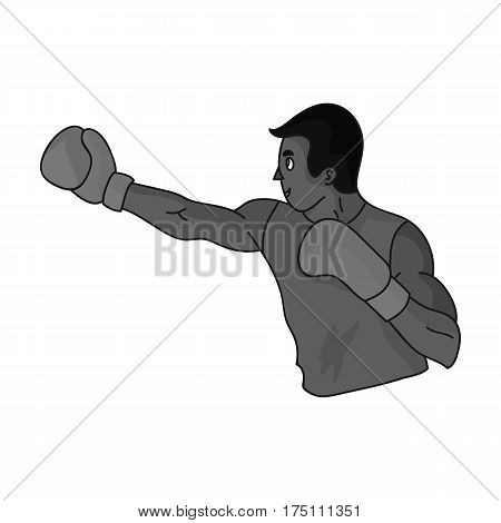 Brown boxer in Boxing gloves.The Olympic sport of Boxing.Olympic sports single icon in monochrome style vector symbol stock web illustration.