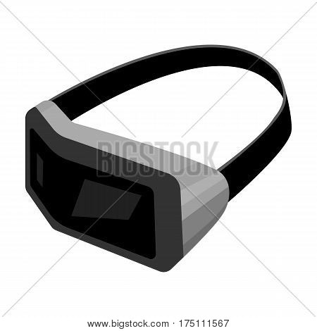 Virtual reality headset icon in monochrome design isolated on white background. Personal computer accessories symbol stock vector illustration.