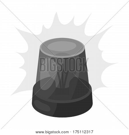 Emergency rotating beacon light icon in monochrome design isolated on white background. Police symbol stock vector illustration.