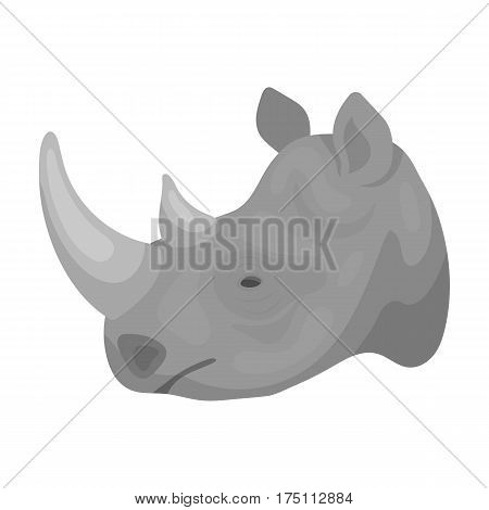 Rhinoceros icon in monochrome design isolated on white background. Realistic animals symbol stock vector illustration.