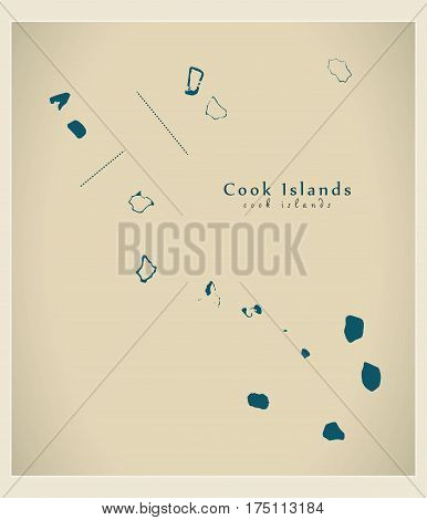 Modern Map - Cook Islands Ck Illustration Silhouette