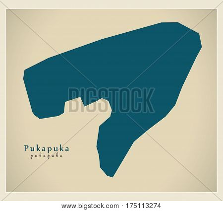 Modern Map - Pukapuka Ck Illustration Silhouette