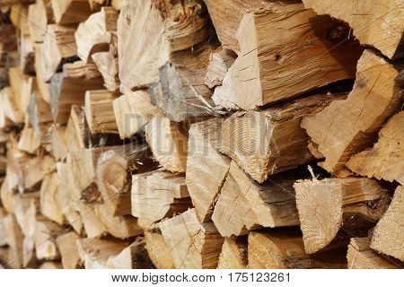 Pile of Firewood in Klostertal Alps. Vorarlberg. Austria