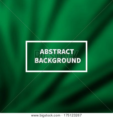 Abstract green silk smooth blurred background with folds. Satin backdrop for cosmetic products. Vector illustration.
