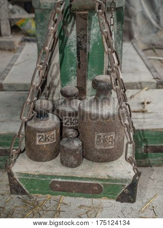 Different weights on a weighing scale Poland