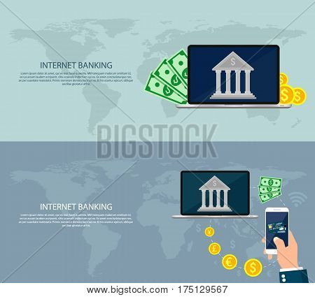 Mobile payment, internet banking, business. Vector design.