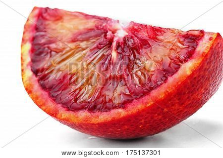 Quarter Of Blood Orange Isolated On White Background