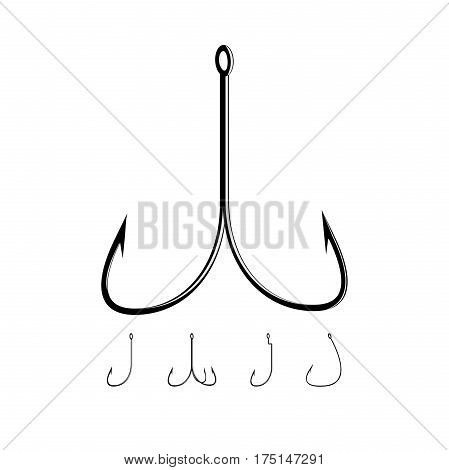 Set of the different realistic fishing hooks