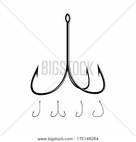 Set of the different realistic fishing hooks