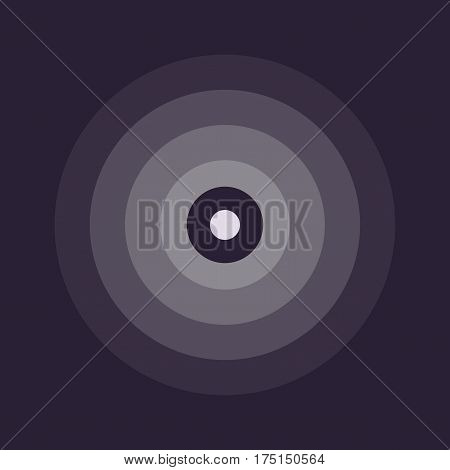 abstract line ripple emblem. Radar, sound or vibration icon. Flat design. Dark background