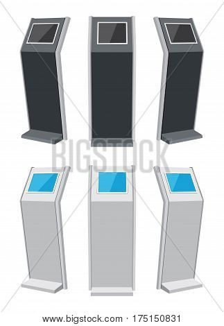 Touch screen stand from different sides vector illustration