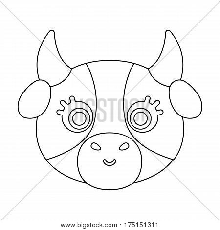 Cow muzzle icon in outline design isolated on white background. Animal muzzle symbol stock vector illustration.