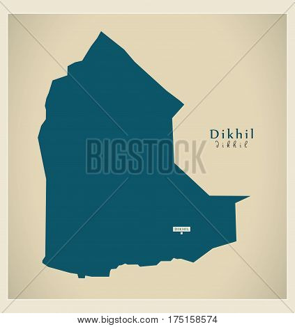 Modern Map - Dikhil Dj Illustration Silhouette