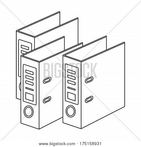 Ring binders icon in outline design isolated on white background. Library and bookstore symbol stock vector illustration.