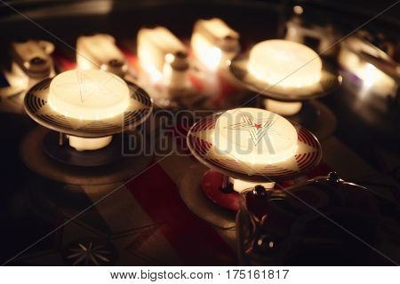 Detail of vintage pinball table