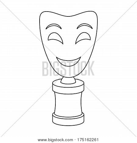 White mask MIME on the stand.The prize for best drama.Movie awards single icon in outline style vector symbol stock web illustration.