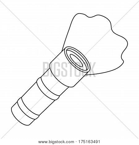 Flashlight icon in outline design isolated on white background. Police symbol stock vector illustration.