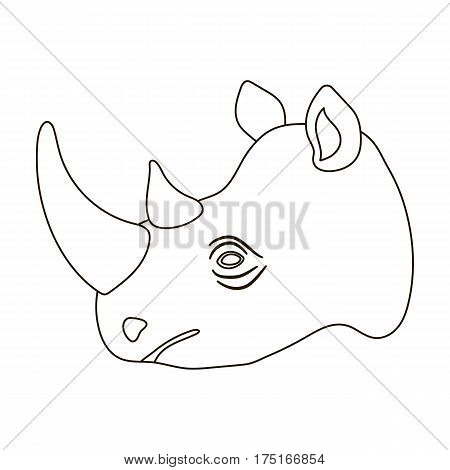 Rhinoceros icon in outline design isolated on white background. Realistic animals symbol stock vector illustration.