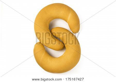 Two delicious freshly baked bagels on a white background the highest quality. Bagels ideal shape and color blush removed from the oven. Isolated.