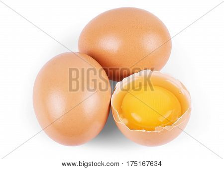 Broken egg isolated on white background Organic, Half, Nutritious, Shell, Calorie, Calories, Foodstuff, Eggs, Speckled, Albumen, Eier, Uova, Huevos