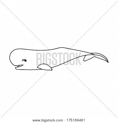 Sperm whale icon in outline design isolated on white background. Sea animals symbol stock vector illustration.