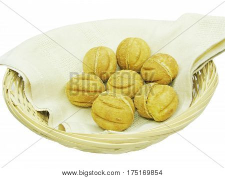 sweet baking nuts with jam for dessert in the plate