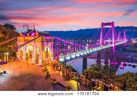 Daxi Bridge in Daxi, Taoyuan, Taiwan. (Text reads: 